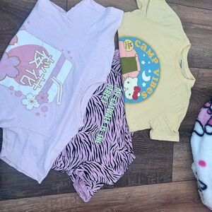 Pink, Yellow, Purple HK cute set of shirts women’s small and medium